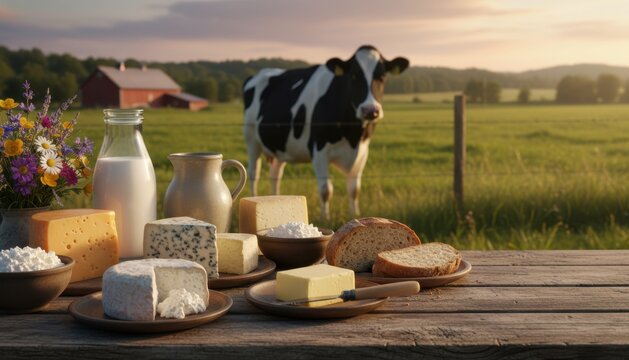 Delicious dairy spread enjoyed on a sunny afternoon at the farm