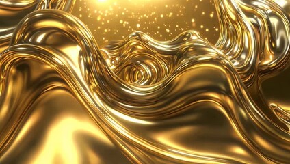 4K seamless golden abstract 3D motion background with metallic reflective waves perfect for VJ loops corporate branding or luxury animated visual projects - Powered by Adobe
