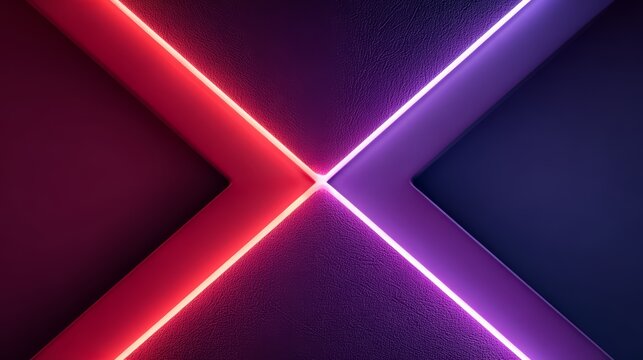 Colorful image of two intersecting lines with a purple and red background. The image has a futuristic