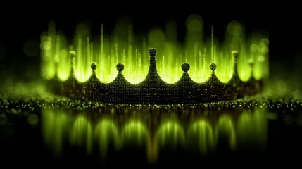 Crown made of green pixels. The crown is surrounded by a green background. The crown is very large