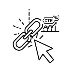 Line icon representing click through rate optimization and link building