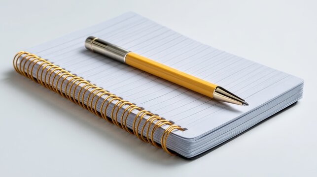 A simple notepad lies open with a sleek pen resting beside it inviting thoughts and creativity.
