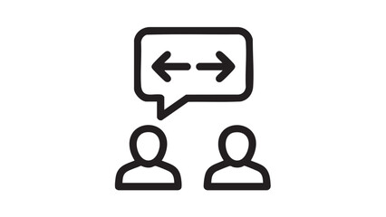 Dialogue and Communication Icon Depicting Two People Exchanging Ideas and Thoughts with Arrows