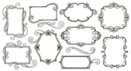Elegant Black and White Ornate Frames for Invitations and Design