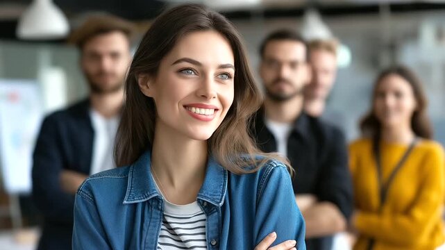 A team lead awkwardly attempting to bond with coworkers, forced smiles, candid realism, warm open space lighting, emotional nuances, blurred background, with copy space