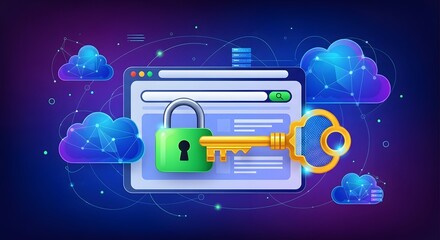 Secure cloud access with digital key and padlock