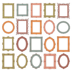 Antique golden frames collection for a vintage wall gallery design