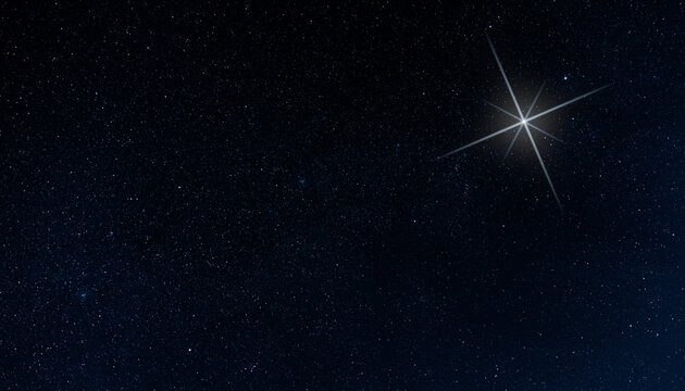 Single bright star in a staff filled night