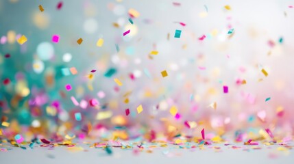 Celebrate With Vibrant Confetti and Colorful Bokeh Background Perfect for Birthday Party Decorations