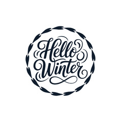 Hello Winter Holiday Graphic with Botanical Elements
Seasonal Hello Winter Typography with Golden Star Accents
Delicate Winter Wreath Illustration Featuring Hello Winter
