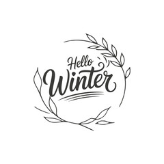 Hello Winter Holiday Graphic with Botanical Elements
Seasonal Hello Winter Typography with Golden Star Accents
Delicate Winter Wreath Illustration Featuring Hello Winter
