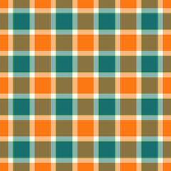 Britain seamless fabric check, brazil vector texture pattern. Womens fashion background tartan textile plaid in amber and orange colors.