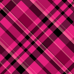 Trendy fabric textile vector, foot seamless check pattern. Minimal tartan background plaid texture in pink and black colors.