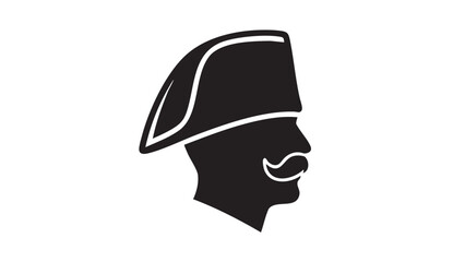 Silhouette of a man with a mustache and a hat in a vintage style, classic portrait outline