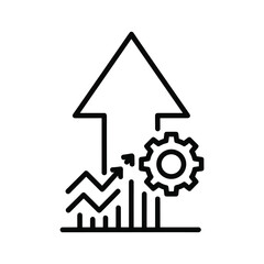 Black line icon representing business growth, progress, and operational efficiency