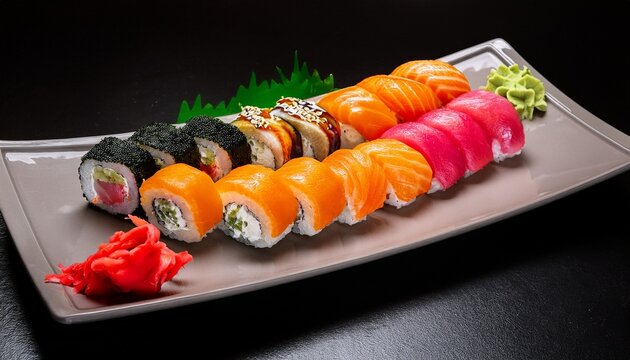 Sushi Platter With Colorful Sashim