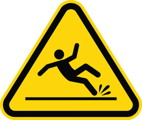 Warning sign of a person slipping on a wet floor