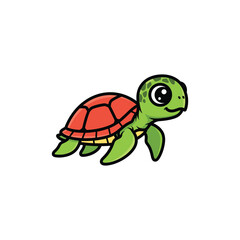 Cute baby sea turtle cartoon character