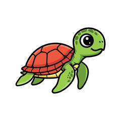 Cute baby sea turtle cartoon character