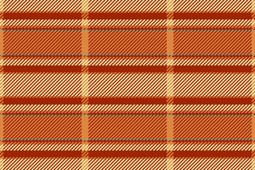 October textile tartan pattern, international vector texture plaid. Beige fabric background seamless check in red and orange colors.