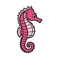 Fototapeta premium Cute pink seahorse illustration