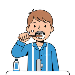 Young Boy Brushing Teeth as Part of Daily Oral Hygiene Routine