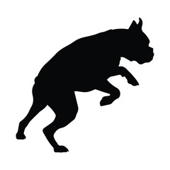 Boxer dog silhouette jumping and playing, energetic canine graphic vector art Vector, illustration