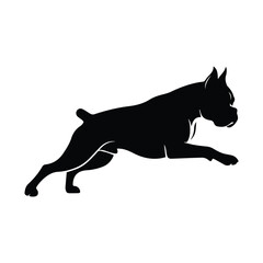 Boxer dog silhouette captures agility and strength in dynamic jump motion Vector, illustration