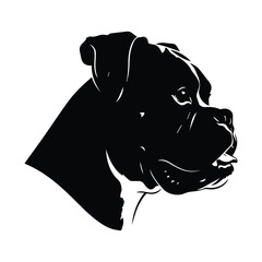 Black graphic design of a powerful boxer dog head profile, vector illustration Vector, illustration