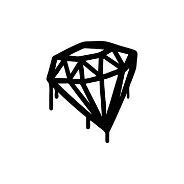 Isolated Black Dripping Graffiti Diamond Illustration