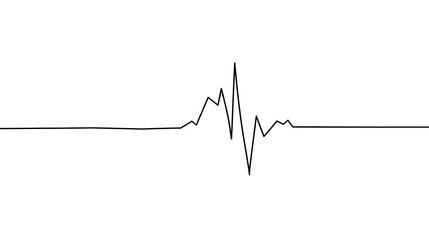 Single continuous black line heartbeat pulse on white background
