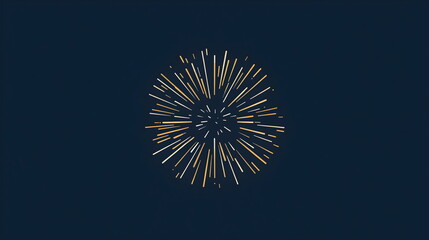 Golden abstract firework burst lines on dark blue background