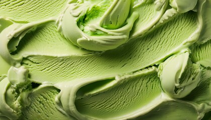 Surface Of Pistachio Green Ice Cream Texture Background Top View