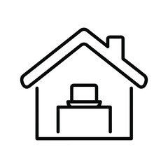 Home office icon representing remote work, telecommuting, and virtual business setup and productivity