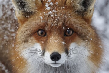 Close up of a Beautiful Red Fox in a Snowy Landscape During Winter