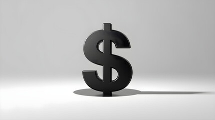 Black 3D dollar sign symbol standing on white background