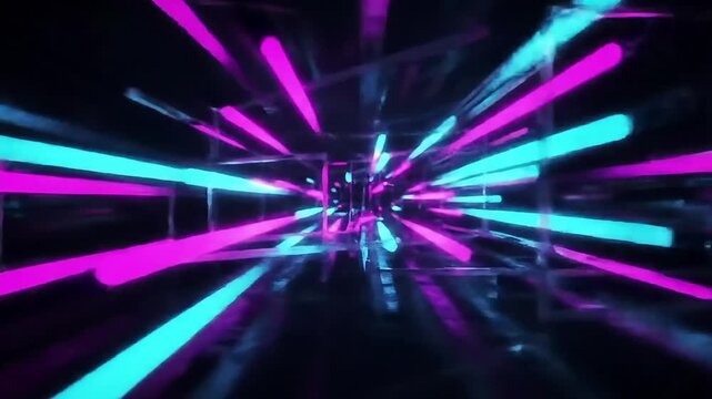 High-Energy Abstract Animation of Electric Neon Lines, Pulsing RGB Light Waves and Fast Motion Trails, Perfect for Futuristic Motion Graphics and Visual Effects