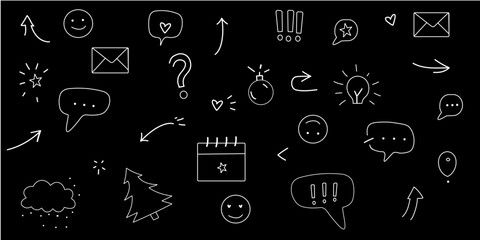 Hand-Drawn Chat and Emoji Doodle Icons Collection