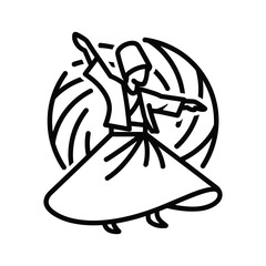 Fototapeta premium Minimalist line art illustration of a whirling dervish dancer