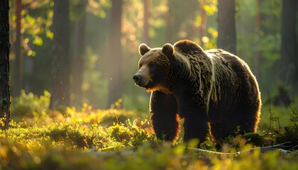 森に住む野生の熊 Wild Bear Live in the forest（Generative AI）