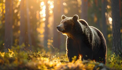 森に住む野生の熊 Wild Bear Live in the forest（Generative AI）