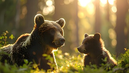 野生の熊の親子 Family of wild bears（Generative AI）