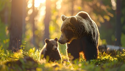 野生の熊の親子 Family of wild bears（Generative AI）