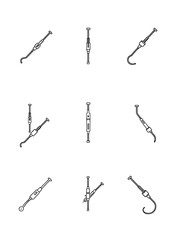 Catheter icons set. Outline set of catheter vector icons for web design isolated on white background