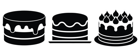 Naklejka premium christmas cake silhouette icon set. christmas silhouette icons collection with solid styles.