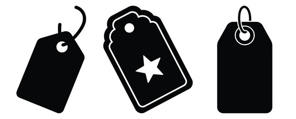 christmas gift tag silhouette icon set. christmas silhouette icons collection with solid styles.