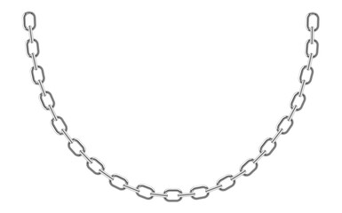 Silver Chain Isolated On White Background, Antique Jewelry Vector Illustration.