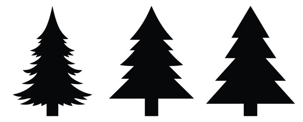 Obraz premium christmas tree silhouette icon set. christmas silhouette icons collection with solid styles.