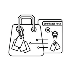 Unlock retail success with this shoppable post concept featuring a shopping bag and tags, perfect for e-commerce, product launches, and digital marketing strategies