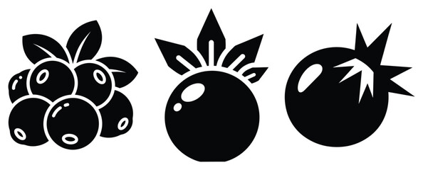 ice berry silhouette icon set. christmas silhouette icons collection with solid styles.